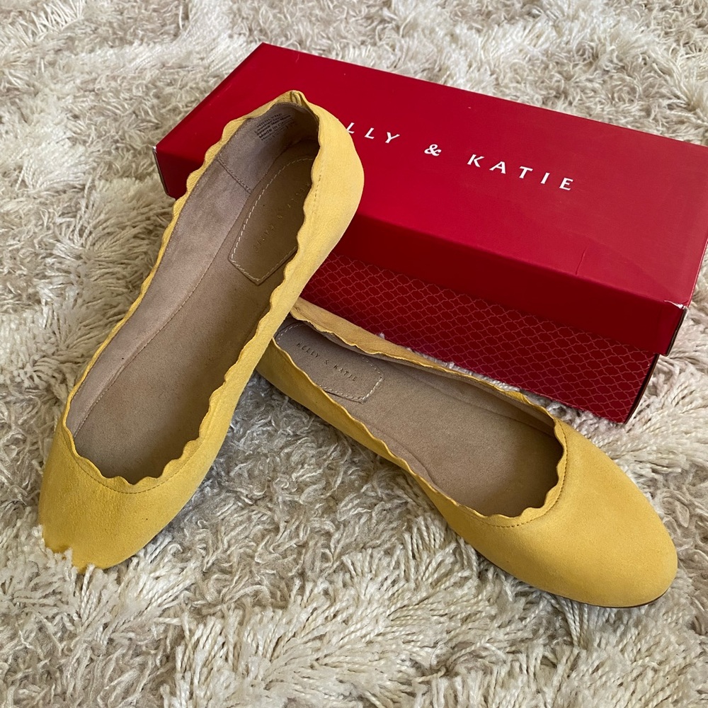 Kelly and Katie Yellow Suede Flats
